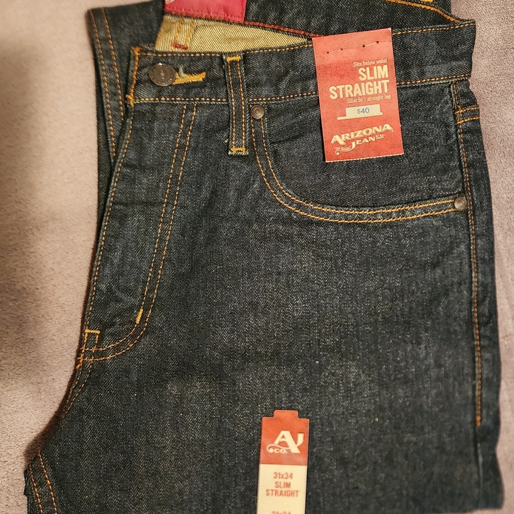 Arizona Jean Company Men's Slim Straight Jeans - Black